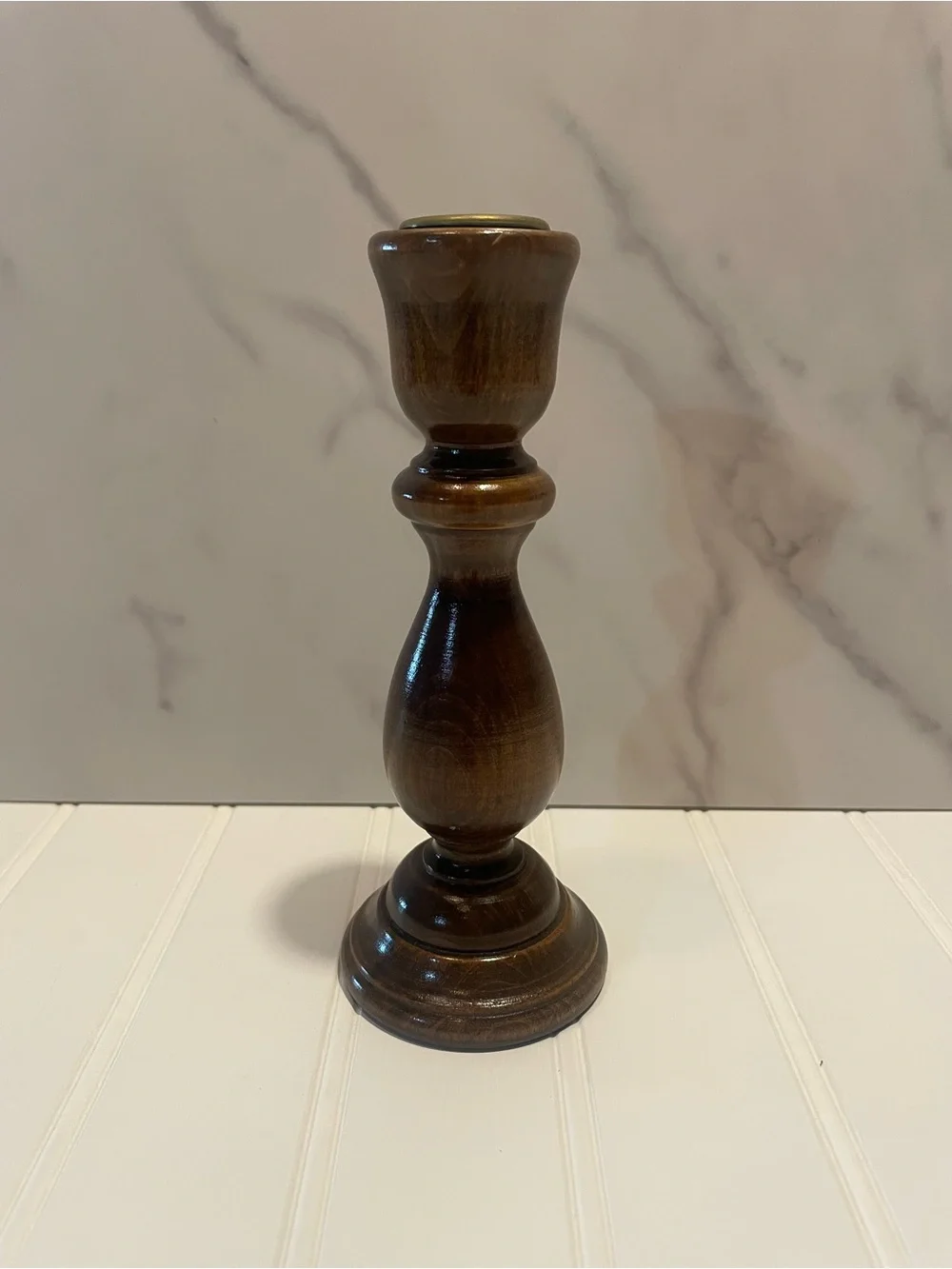 Vintage Wooden Taper Candle Holder - Walnut #0217